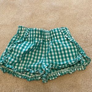 Crewcuts girls green gingham shorts with ruffles sz 3T